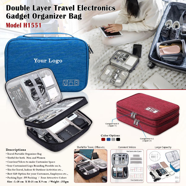Double Layer Travel Electronics Gadget Organizer Bag